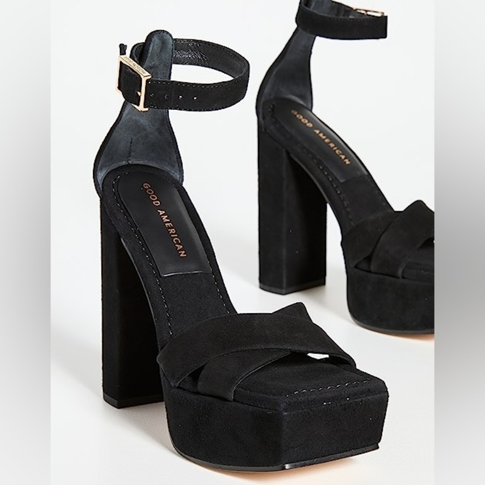 Good American Description Square Toe Platform Heel Sandals